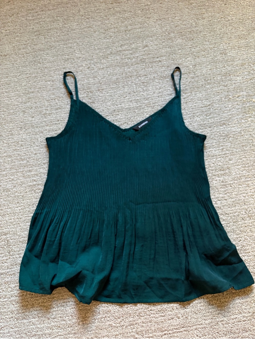 Express Dark Green Pleated V-Neck Camisole